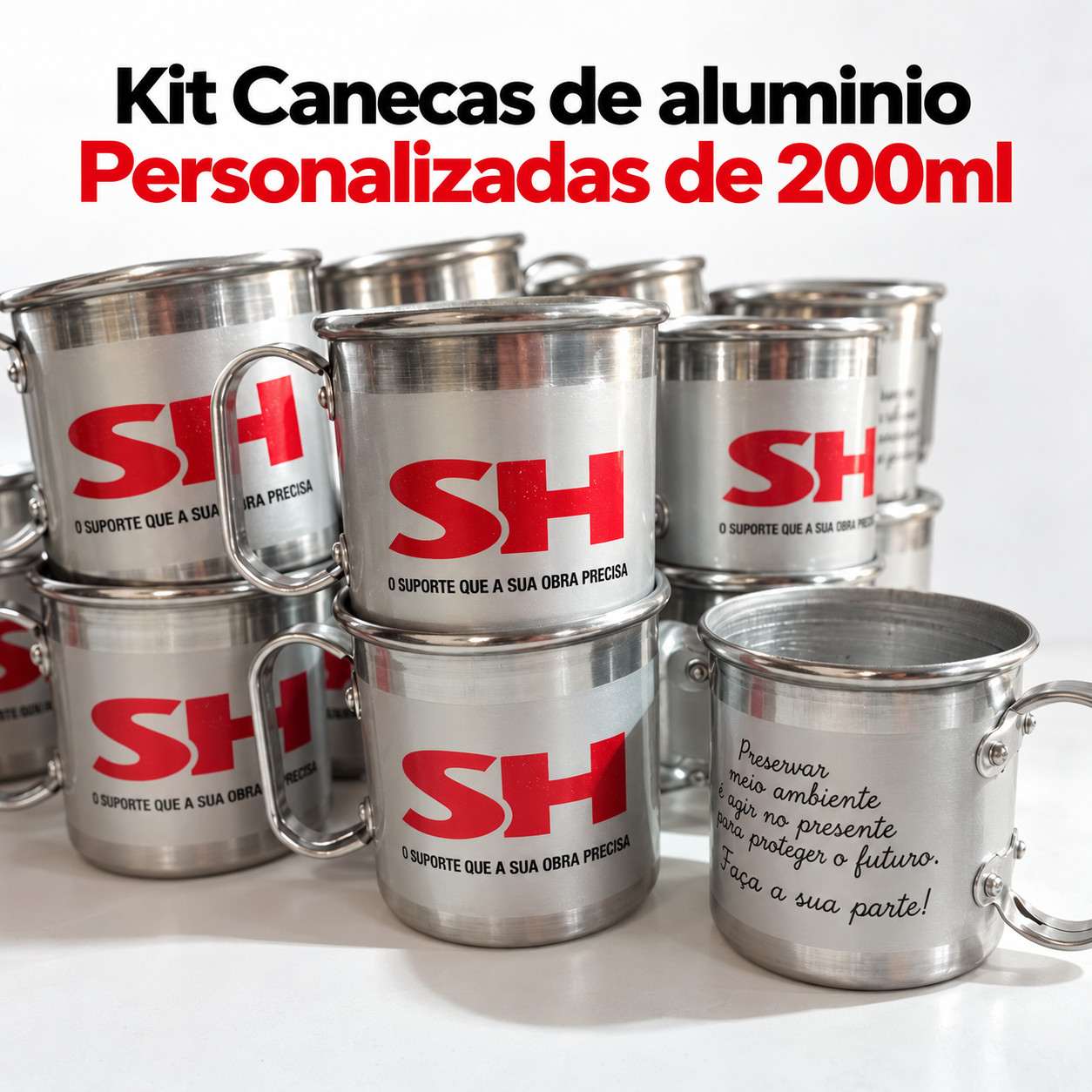 Caneca Alumíno 200ml Personalizada - Kit 25 Unidades