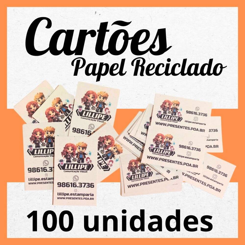 100 Cartões de Visita - Papel Reciclado