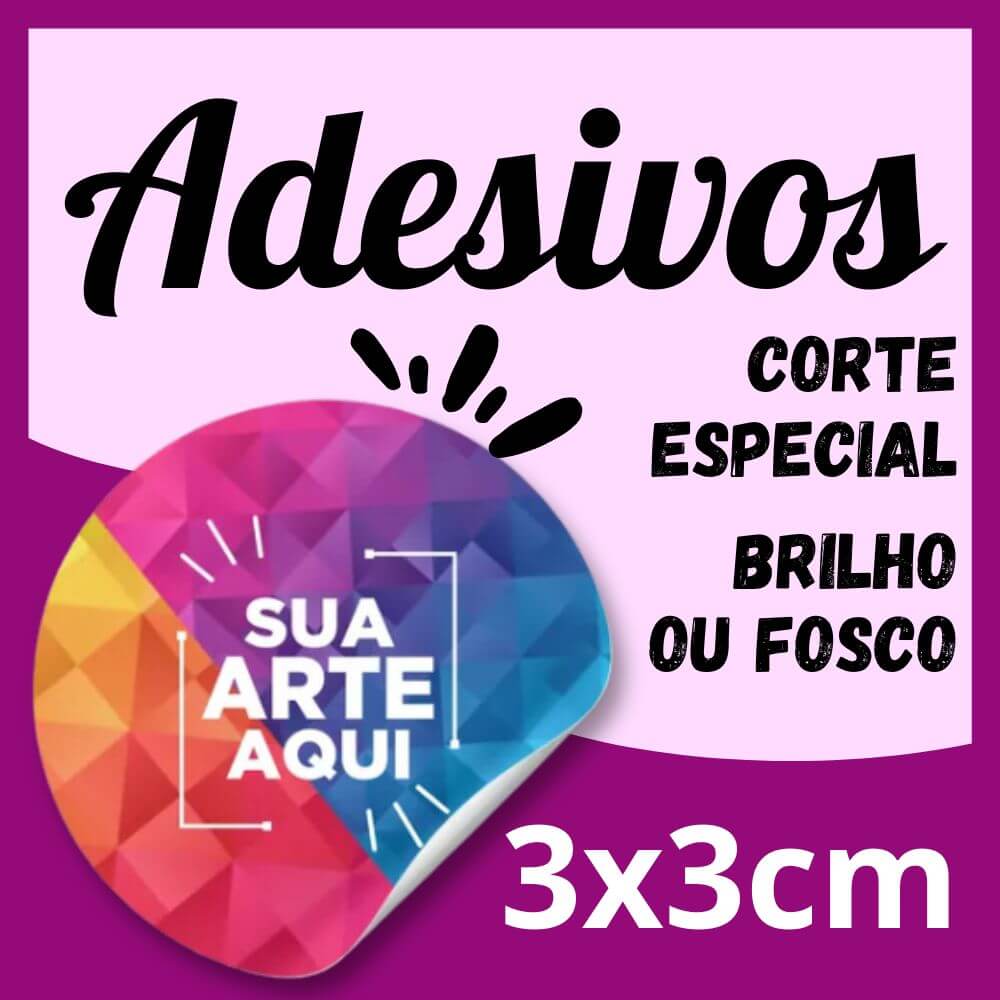 300 Adesivos 3x3cm - Vinil