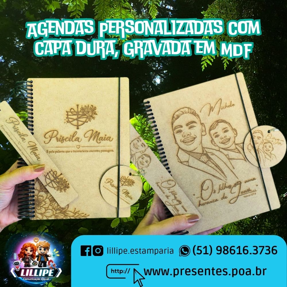 Agenda Permanente com capa em MDF 3mm