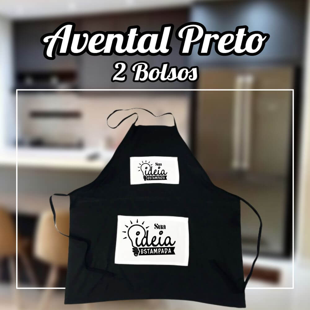 Avental Preto - Bolso Duplo