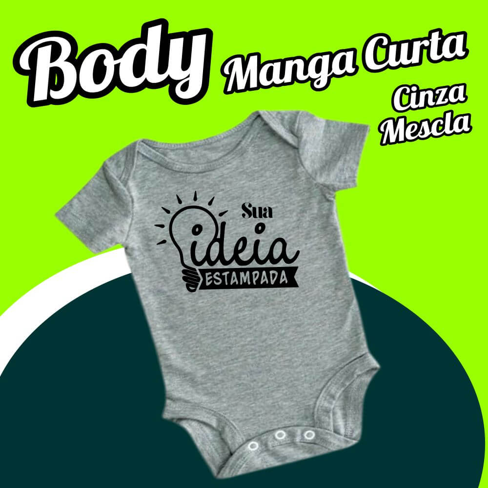 BODY Bebê Cinza Mescla - Manga Curta