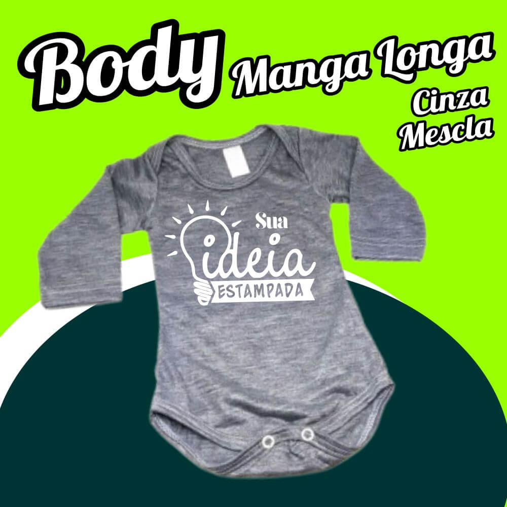 BODY Bebê Cinza Mescla - Manga Longa