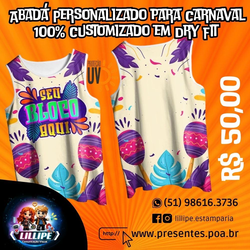 Abadá Personalizado para Carnaval – 100% Customizado em Dry Fit com Proteção UV