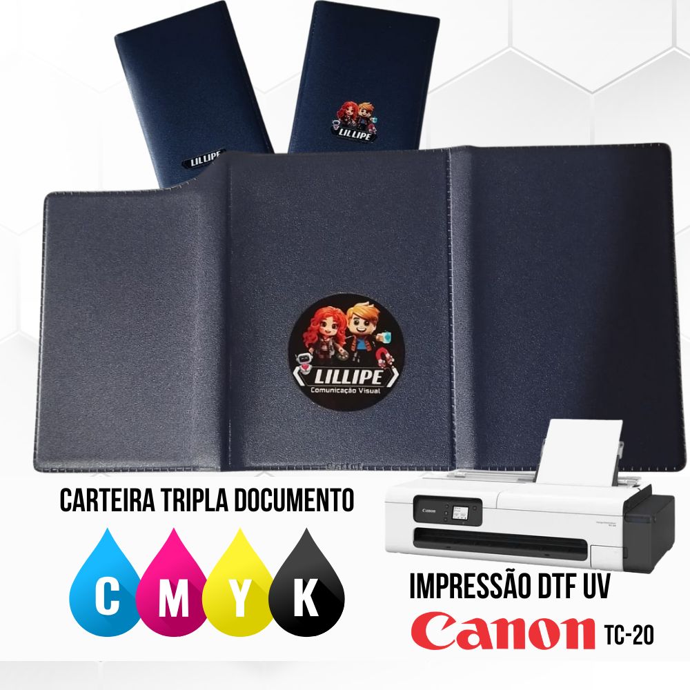 100 Unidades Carteira Tripla de Documentos com DTF UV