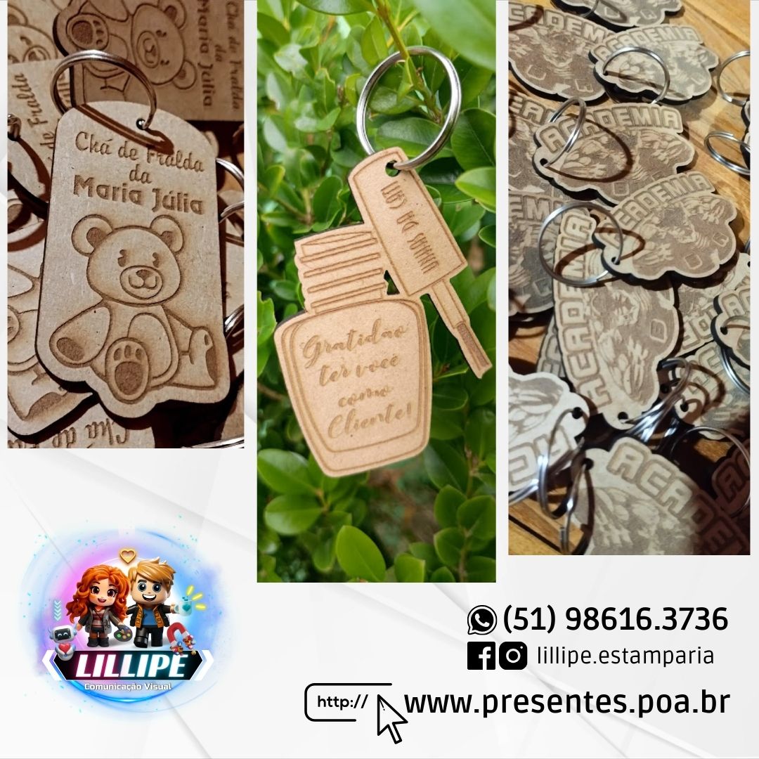 50 Unidades Chaveiro MDF 3mm