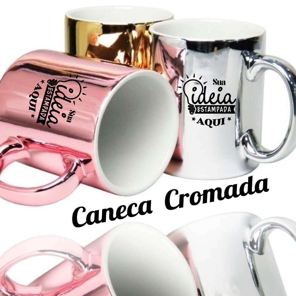 Caneca Metalizada/ Cromada/ Espelhada -  325ml