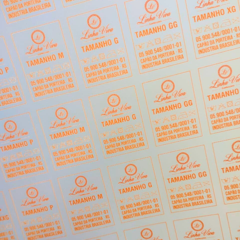 500 Etiquetas Personalizadas - 25x35mm p/ Interior de Roupas