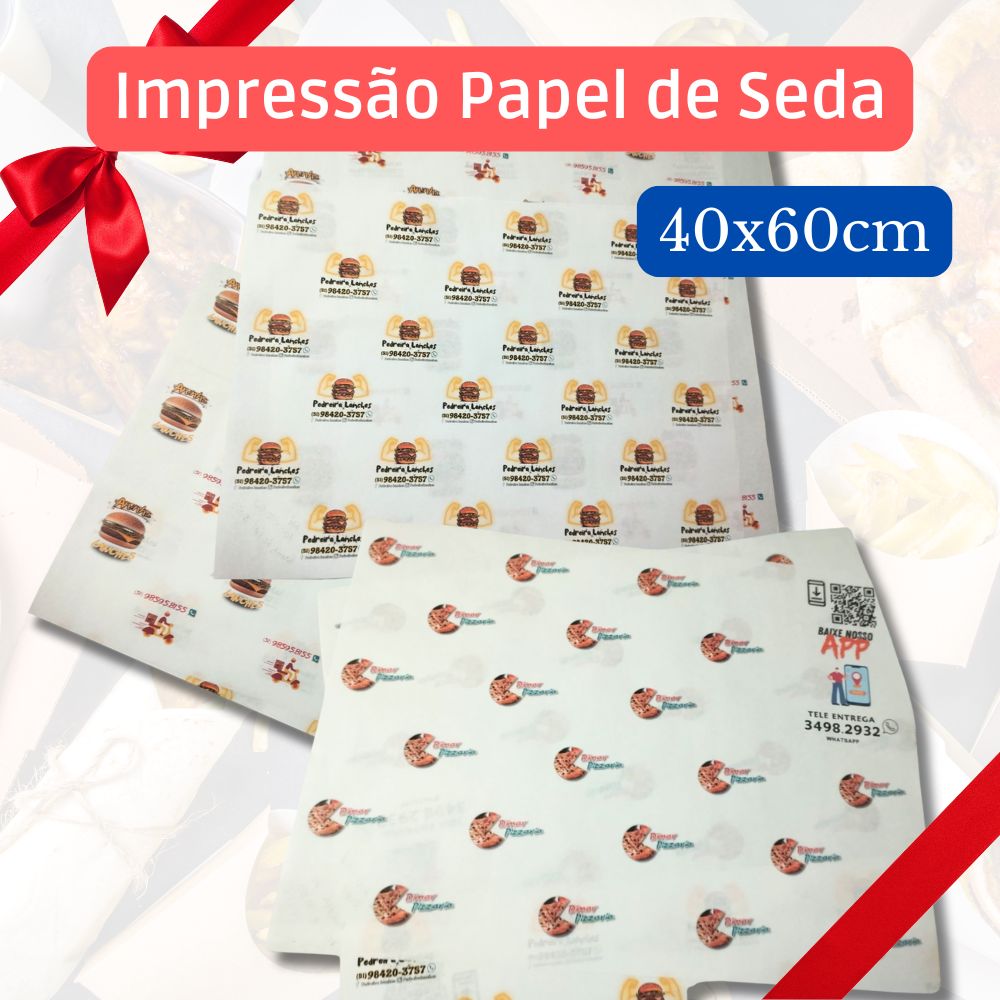 Papel de Seda 40x60cm Personalizado - Monolucido